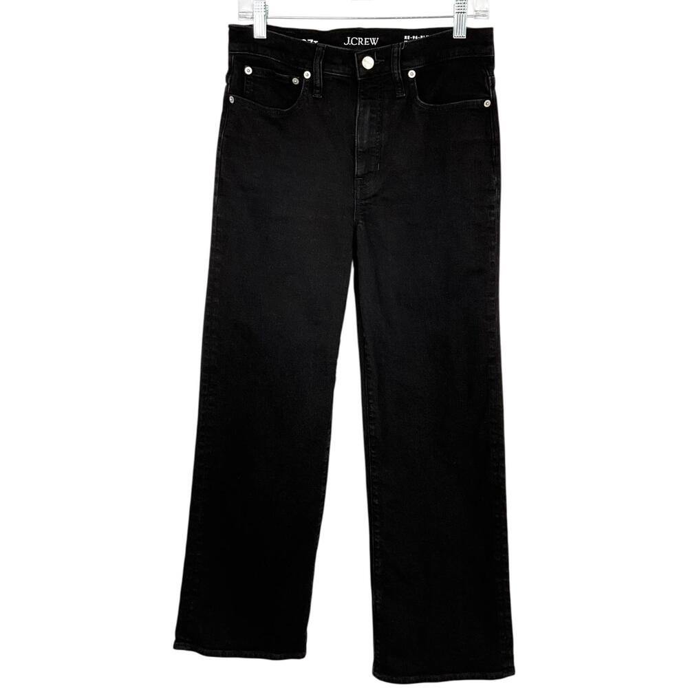 J.Crew 96 Slim Wide Leg Jeans Womens 27 Tall Black High Rise Reimagined Denim